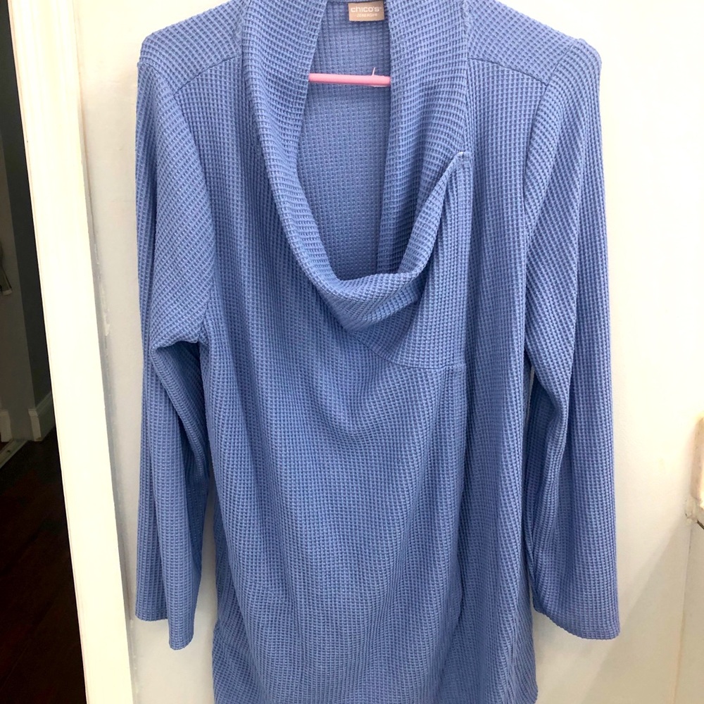 chicos Zenergy Convertible Waffle Cardigan blue sz 2
